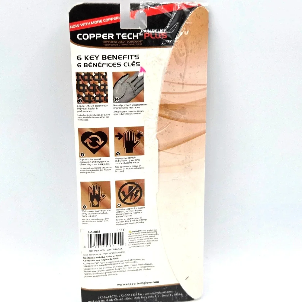 Copper Tech + Ladies Golf Glove Women's Copper Compression LeftHand